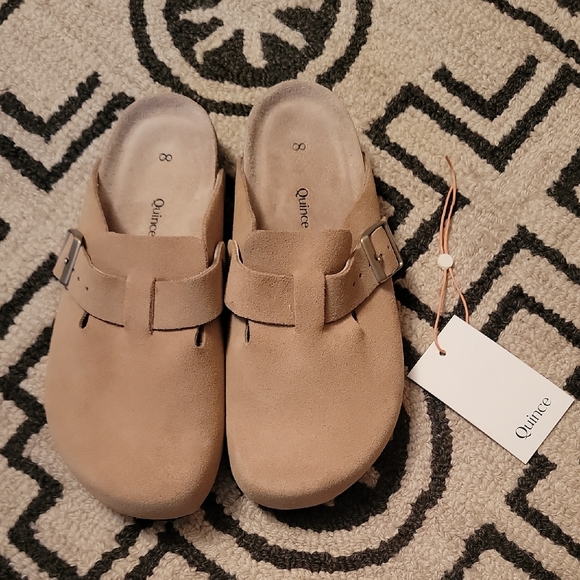 Quince Water Repellant  Leather Suede Clog Mule-Dune - Picture 1 of 9